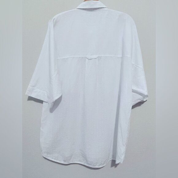 Everlane Oversized Textured Camp Short Sleeve Shirt w/ Chest Pockets Size Small - Picture 7 of 7